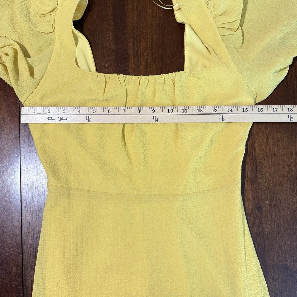 ASTR The Label Womens Dress S Butter Yellow Puff Sleeve Mini Fit Flare Coquette - Picture 7 of 9